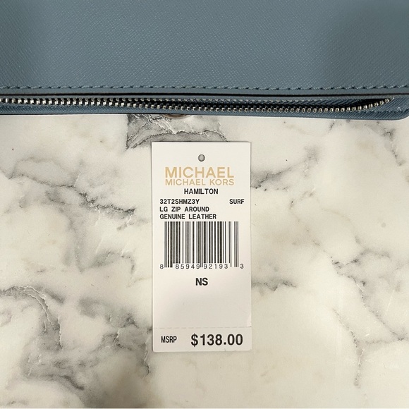 Michael Kors Jet Set Travel Tote Surf Blue Matching Hamilton Wallet - Picture 15 of 16